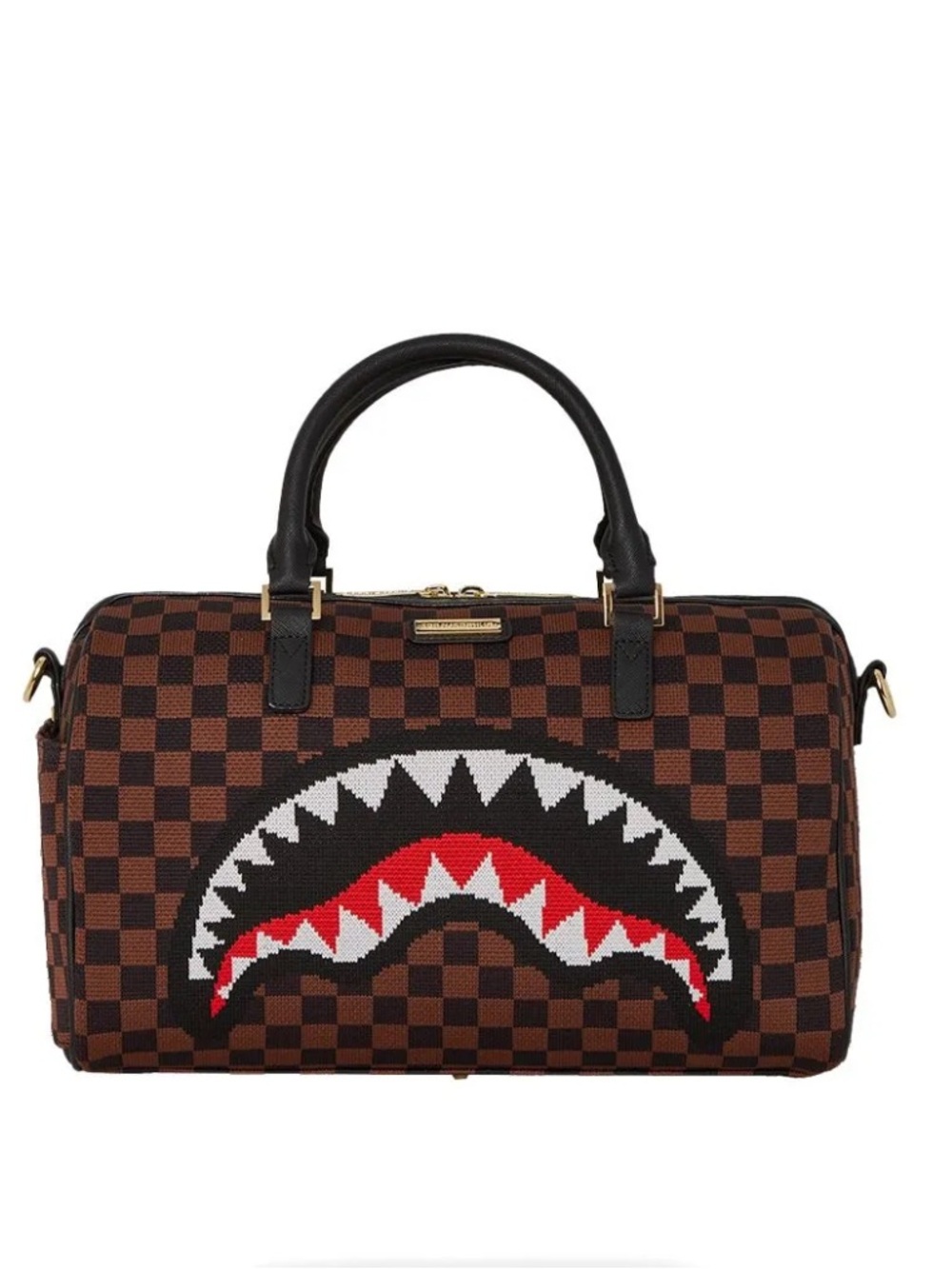 Sprayground KYOTOKNIT Sharks In Paris Mini Duffle🔥Checkered Travel Purse Bag